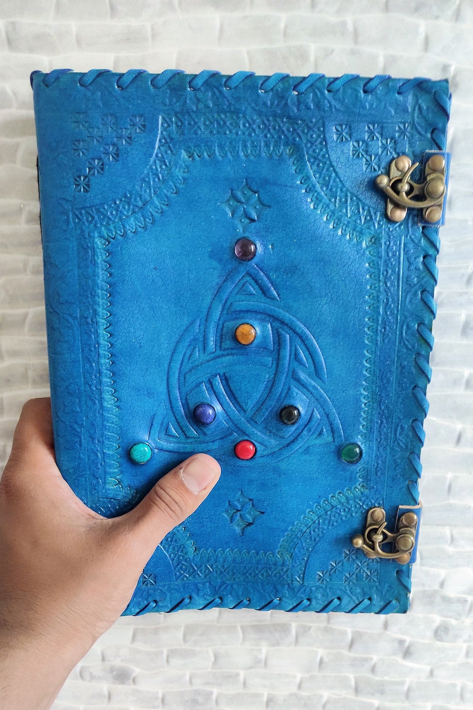 Large Seven Stone Celtic Leather Journal Handmade Leather | Etsy