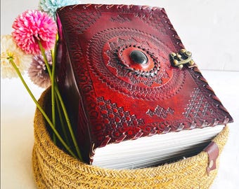 Brown Leather Journal with 600 Pages, Grimoire Notebook