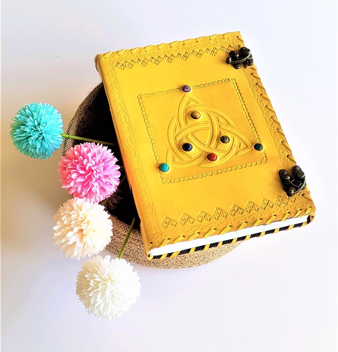 10x7 Crystal Leather Journal Lock With 200 Pages, Grimoire Vierge Etsy