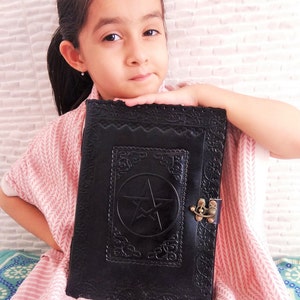 600 Pages Large Journal, Black Leather Journal with Lock, Book Of Shadows, Spell Book