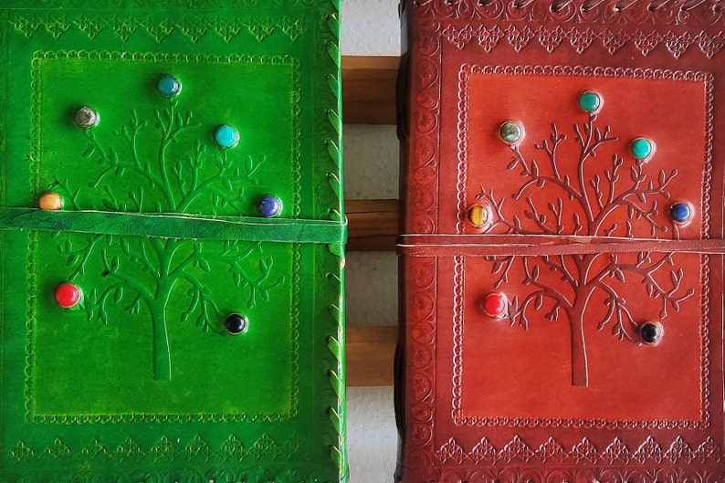Pack of 2 Large Leather Journals Tree Embossed Journal With Etsy