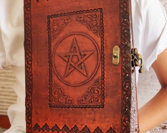 1000 Page Thick Leather Grimoire Journal, Handmade Leather Journal Locking