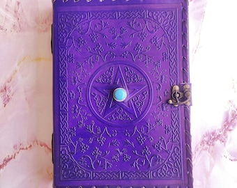 Leather Journal with 1000 Pages , Thick Grimoire, Thick Page Notebook