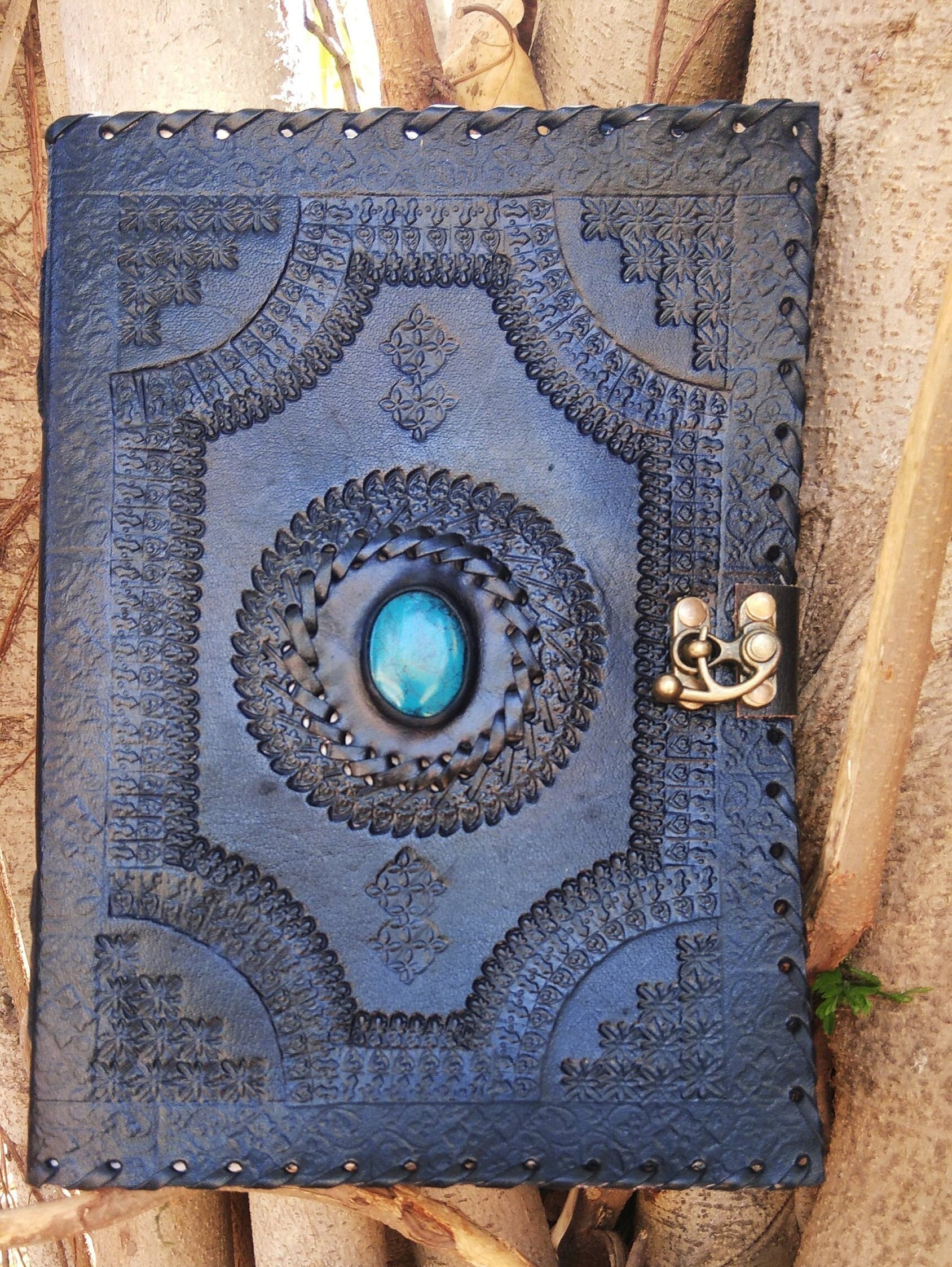 Shadowbook Large Leather Journal - Stone Journals - Embossed Journal - Magic ...