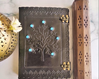 Tree Of Life Journal Leather with Crystal, 600 Pages