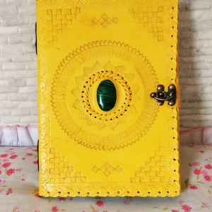 600 Pages Large Leather Journal with Lock, Leather Grimoire Journal Spell Book