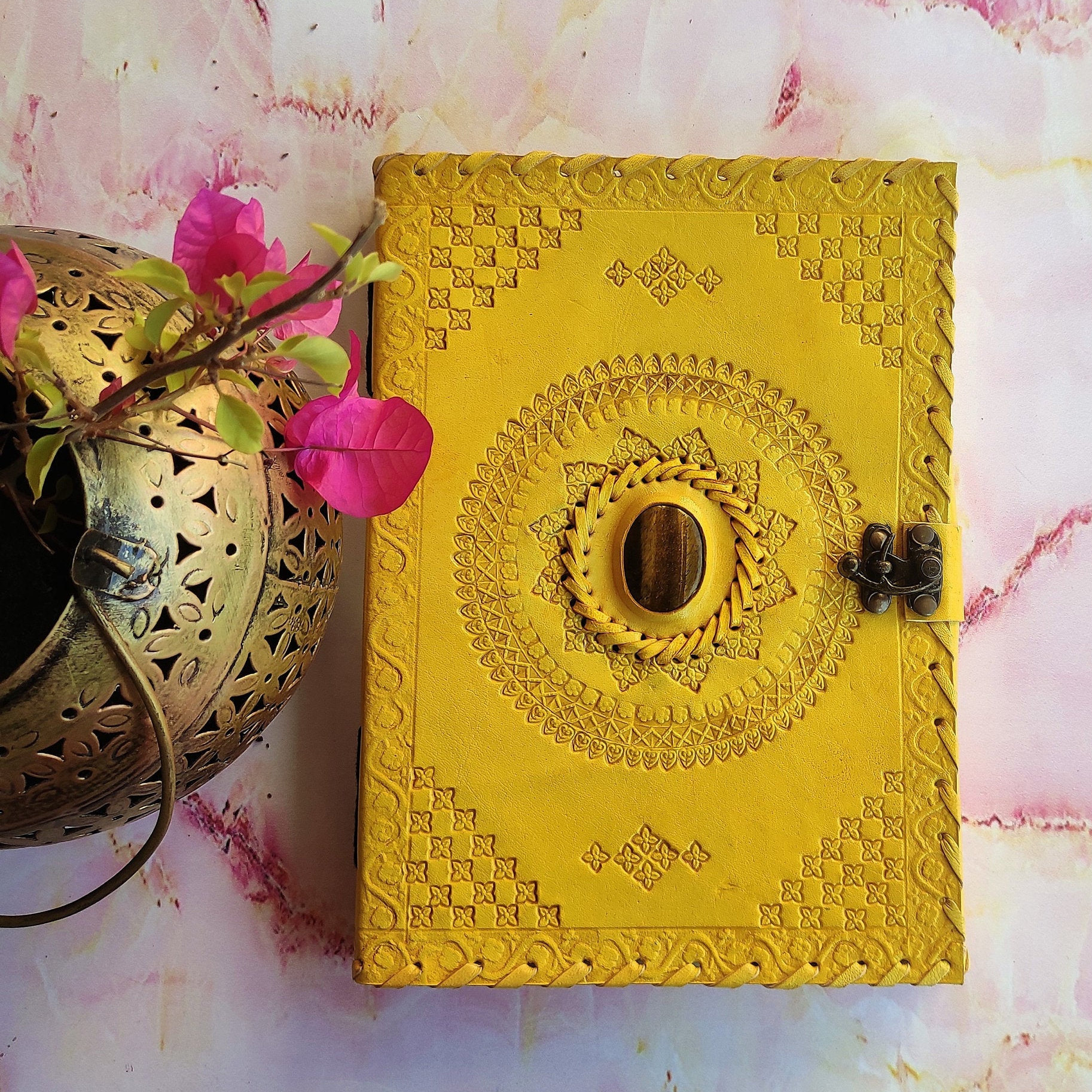 Handmade Leather Journal with Lock Leather Grimoire Journal Etsy