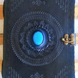 Large Handmade Leather Journal with Lock, Leather Grimoire Journal Notebook