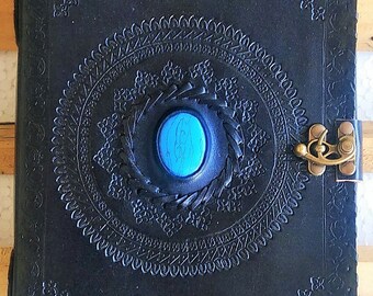 Large Handmade Leather Journal with Lock, Leather Grimoire Journal Notebook