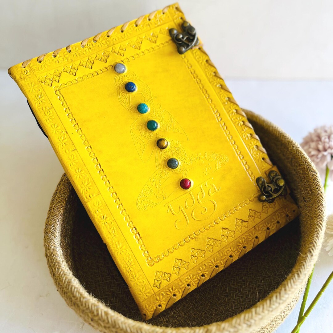 1000 Page Leather Notebook, 10x7 Yellow Seven Chakra Journal - Etsy