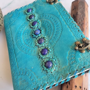 Blue Leather Journal with 1000 Pages, Big Family Notebook, Lined Pages Journal