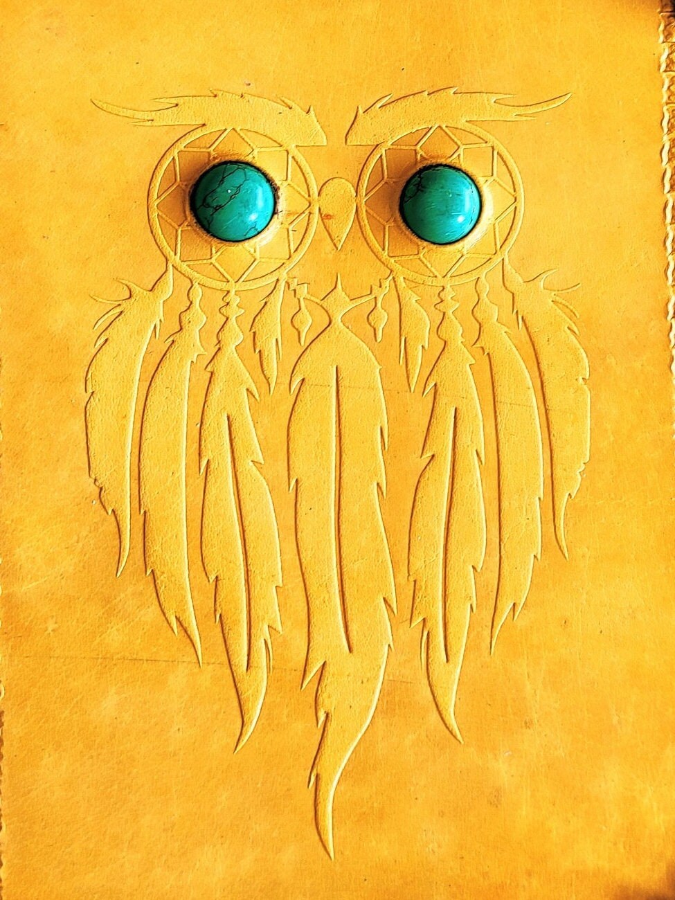 Good Luck Owl Embossed Leather Journal with Lock Handmade Etsy