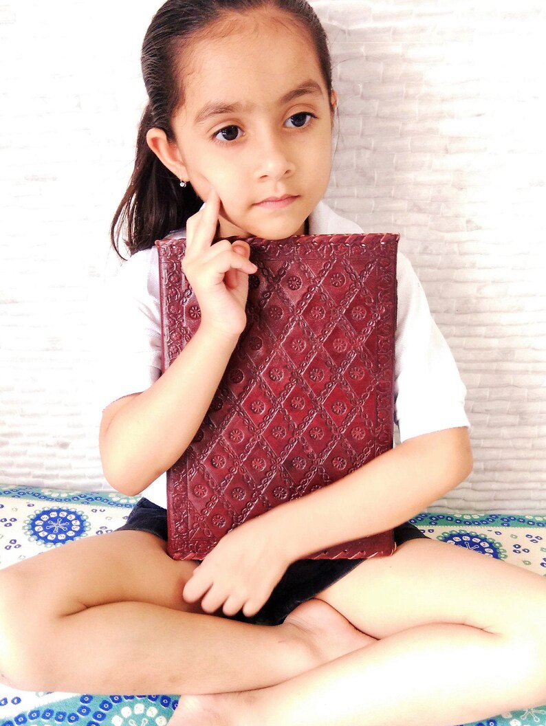 Large Handmade Embossed Leather Journal with Lock Leather Etsy