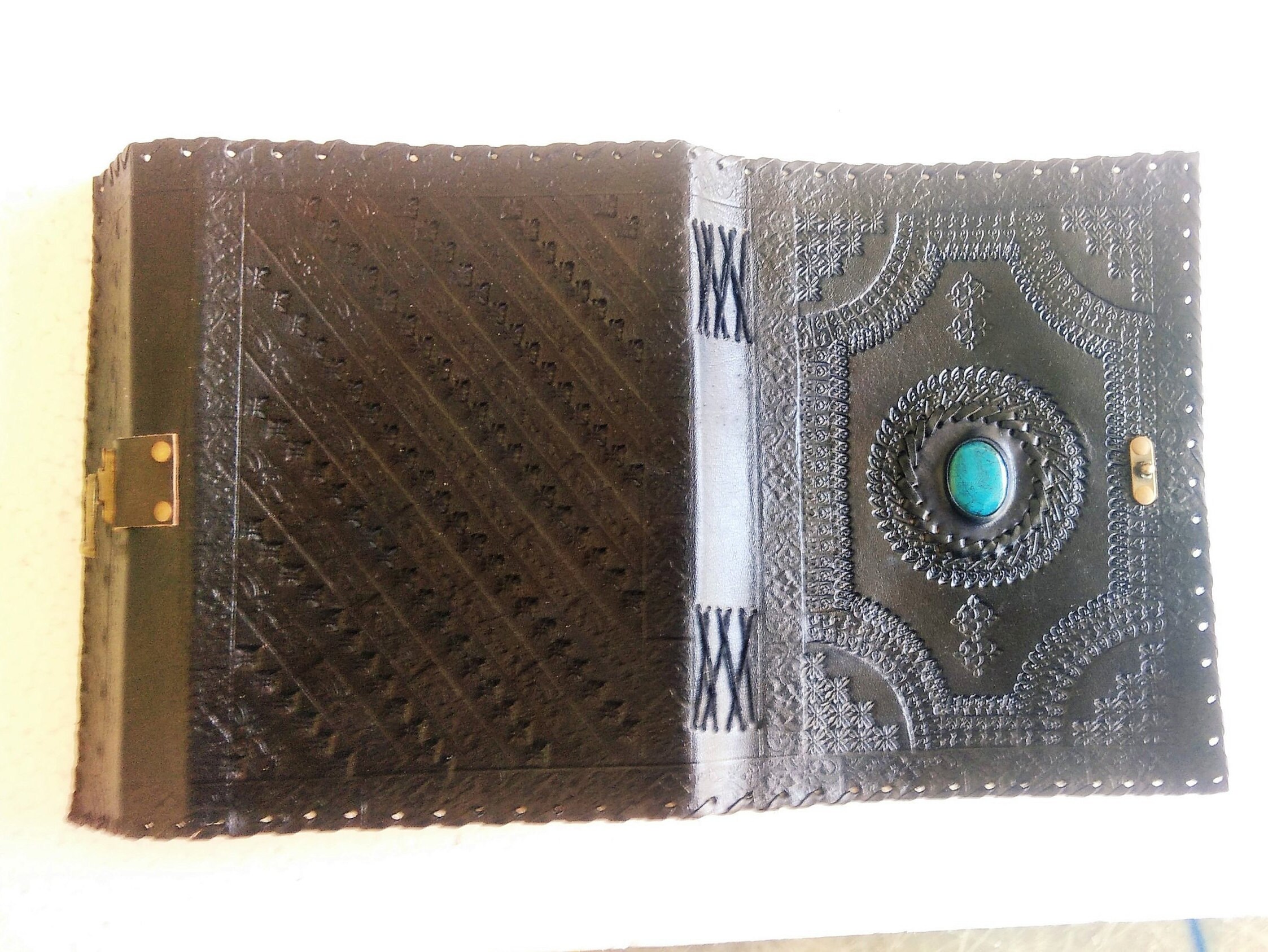 Shadowbook Large Leather Journal - Stone Journals - Embossed Journal - Magic ...