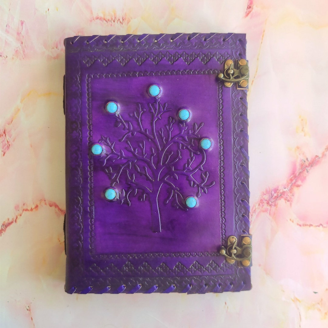 Lockable Tree Of Life Red Leather Journal 13 x 18cm w/lock