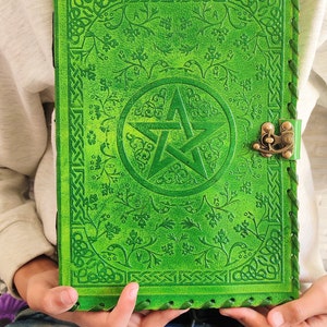 Large Embossed Leather Journal with 600 Pages, Leather Grimoire Journal Notebook
