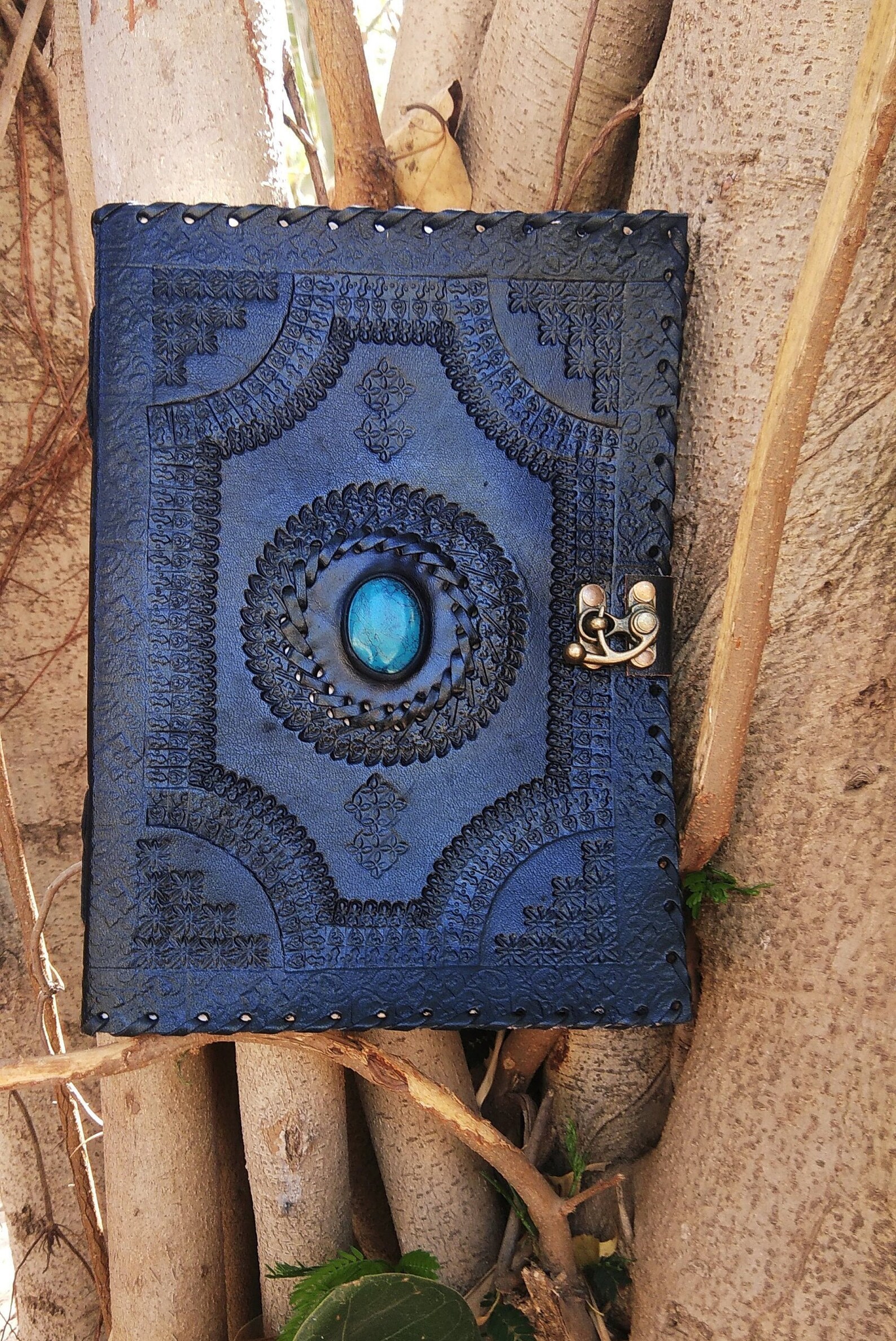 Shadowbook Large Leather Journal - Stone Journals - Embossed Journal - Magic ...
