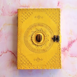 Handmade Leather Journal with Lock, Leather Grimoire Journal Spell Book Notebook