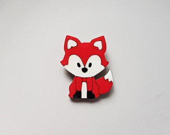 Handmade fox pin, hand painted fox wooden brooch, woodland animal badge, fall festival rave accessories, street wear, unique gifts for her