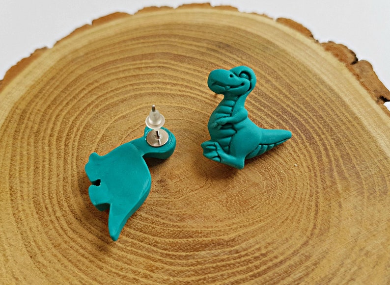 Polymer clay earrings dinosaur earrings dino earrings Etsy