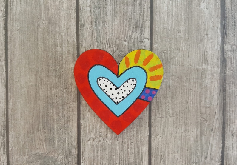 hand painted brooch broken heart backpack pins Large wooden heart heart shaped pin wood shawl pin modernist brooch cloak pin