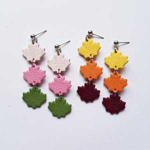Handgemachte Ohrringe Ahornblatt Ton, bunte Statement Schmuck, Herbst Festival Accessoires, Cottage Kern Herbstmode, einzigartige Geschenke für Sie