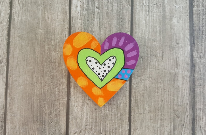 hand painted brooch broken heart backpack pins Large wooden heart heart shaped pin wood shawl pin modernist brooch cloak pin