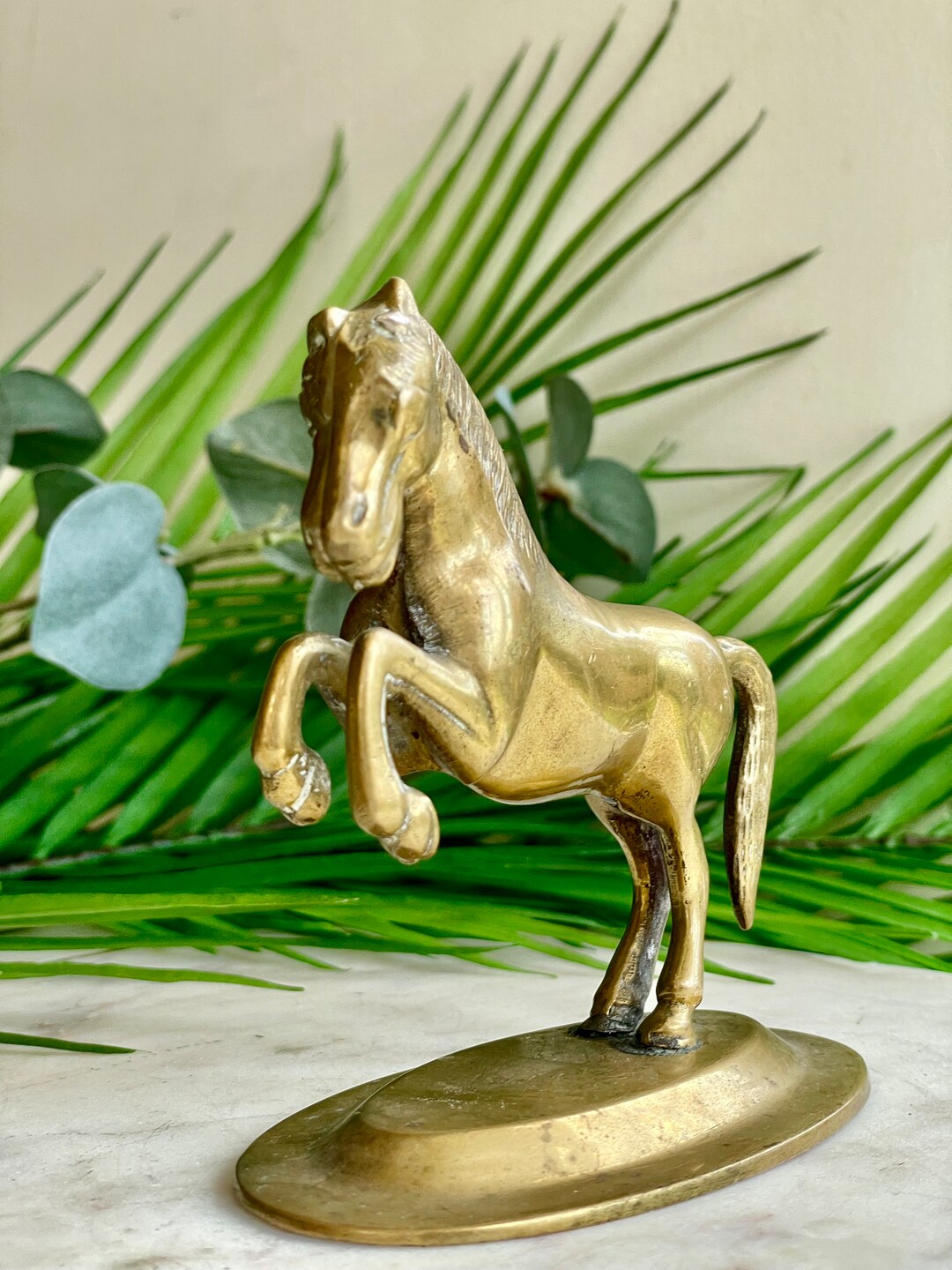 Vintage Solid Brass Horse Statue Cast Metal Midcentury Etsy