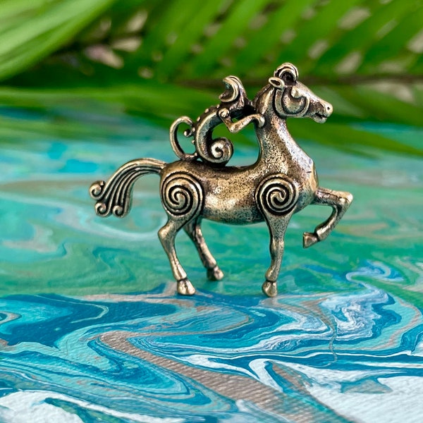 Special Solid Brass Monkey Riding a Horse Figurine, Antique style Beautiful keychain, Unique horse pendant