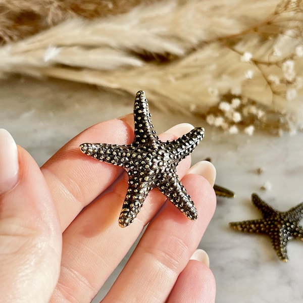 Charming Solid Brass Starfish Miniature, Little Starfish Collectibles, Sea Creatures Starfish ornament