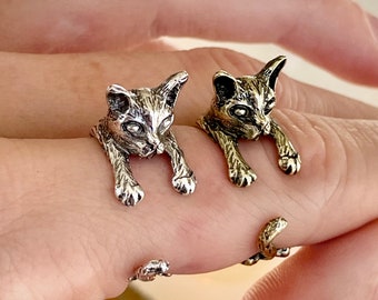 Adjustable Cat Ring, Brass Ring, Cozy cat ring, Cat Jewellery, Cute animal ring, Animal Ring, Cat gift for Christmas