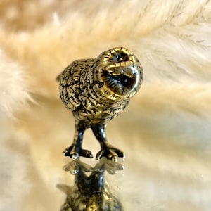 Wise Snowy Owl figurine, Metal Owl ornament, fine lifelike solid brass figurine, desktop decoration, winter bird statuette, Christmas gift