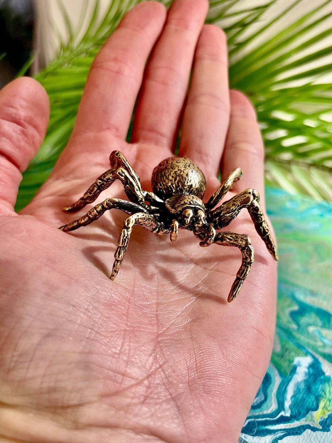 Sydney Funnelweb Spider Figurine, Spider Metal Statue, Lifelike Solid Brass Spider Figurine