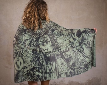 Lightweight Scarf | fairy costume , head scarf the perfect witch clothing, fairy cosplay and festival accessory | Safi Alice Green