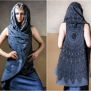 Kimono Robe do kostiumu Star Wars Szary Jedi Cosplay do Star Wars z Mandalą Szablonowy nadruk Peleryna Płaszcz z Świętą Geometrią
