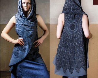 Kimono Robe for Star Wars Costume Grey Jedi Cosplay for Star Wars with Mandala Stencil Print  Cape Coat with Sacred Geometry