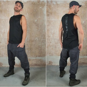 Ninja Pants and Harem Pants Unisex Cyberpunk Post Apocalyptic Clothing Men and Drop Crotch Pants Samurai