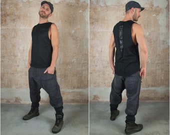 Pantalones Ninja y Pantalones Harem Unisex Cyberpunk Ropa Post Apocalíptica para Hombres y Pantalones de Entrepierna Caída Samurai