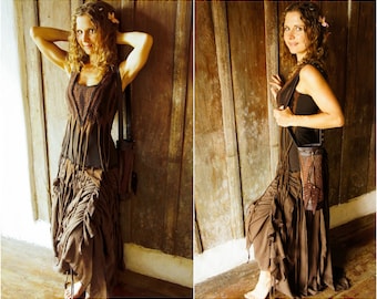 Witch Top for Witch Clothing and Elf Cosplay as Steampunk Clothing Woman | Elven Top for Festival Clothing and Witch Dress | Elftree Brown