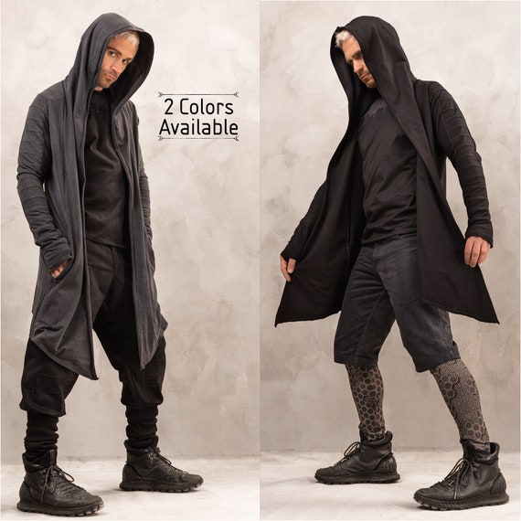希少 UNDERCOVER LAYERED HOODED COAT JEDI Futuristic Cyberpunk Oversized Cardigan: Jedi Robe Men's Hooded