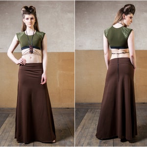 Elven Maxi Skirt combination for festival wear pixie clothing cyberpunk women streetwear and dark mori
