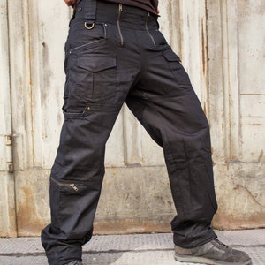 Mens Baggy Cargo Pants Goth Techwear Alternative Mens Clothing Cyberpunk Multi Pocket Trousers | Dark Miltary Cyberpunk 2077 Goth Cosplay image 6