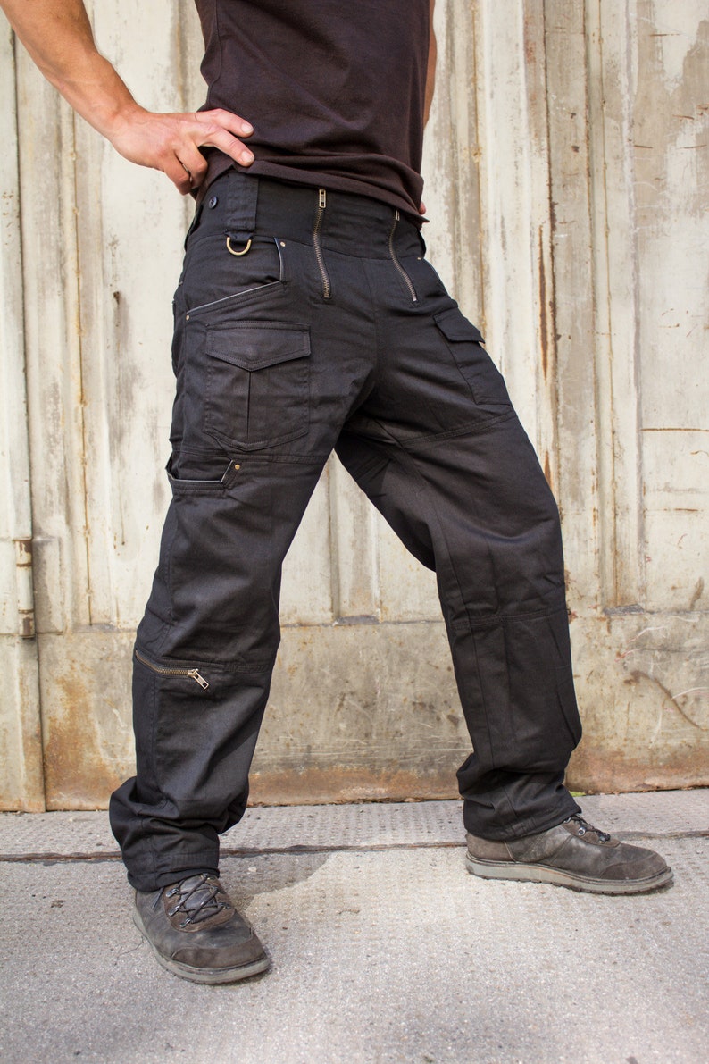 Mens Baggy Cargo Pants Goth Techwear Alternative Mens Clothing Cyberpunk Multi Pocket Trousers | Dark Miltary Cyberpunk 2077 Goth Cosplay image 6