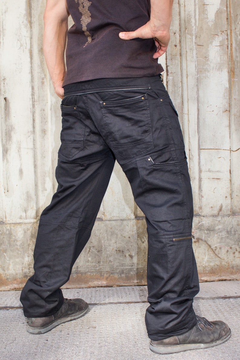 Mens Baggy Cargo Pants Goth Techwear Alternative Mens Clothing Cyberpunk Multi Pocket Trousers | Dark Miltary Cyberpunk 2077 Goth Cosplay image 8