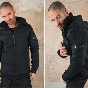 Cyberpunk Star Wars Jacke mit super weichem Fleecefutter im Post Apocalyptic Look für Rave Wear Motorradjacke für Goth Kleidung