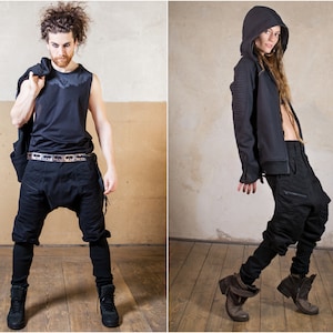 Ninja Pants | Harem Pants Women | Mens Harem Pants | Cyberpunk Clothing | Drop Crotch Pants  Rib Low Crouch Pant