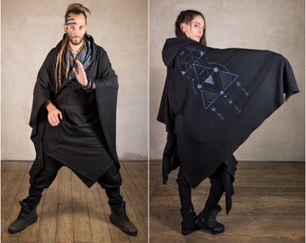 Hooded Loose Sith Cardigan in Jedi Robe Style Plus Size Kimono for Star Wars Cosplay Cyber Wizard Goth Jacket for Festival Wear Coat