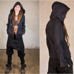 Cyberpunk Jacket and Apocalyptic Clothing for Futuristic Clothing and Star Wars Cosplay | Steampunk Jacket | Jacket Rey Black