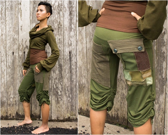 Elven Clothing Gypsy Pants and Patchwork Women Pants for Rave Wear