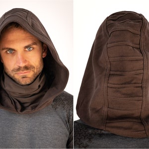Star Wars Jedi dark brown Hooded Scarf Face Mask Assassin Medieval Monk Cape Cosplay Dungeons and Dragons Wizard Hood Scorcerer Warrior Elf
